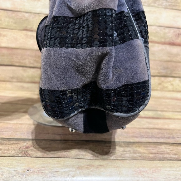 Juicy Couture Grey Velour Bejeweled Shoulder Bag - Picture 6 of 10